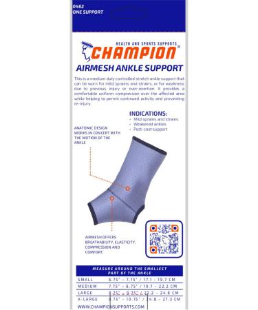 Buy Champion Ankle Brace - Lightweight Open Heel Support in Grey Medium | International Shipping Available - Buy Online on GoSupps.com