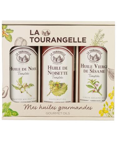 La Tourangelle - Set of 3 dried fruit oils - Walnut oils, hazelnut, sesame - Toasted flavor - Gift idea - Premium oils - 3x25