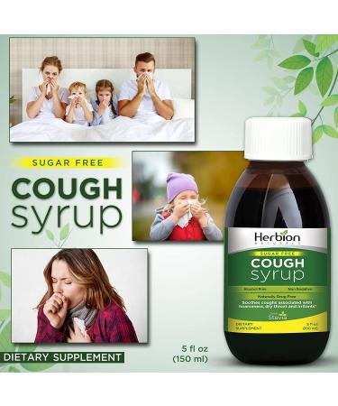 Herbion Naturals Sugar-Free Cough Syrup with Stevia - 5.0 Fl Oz - Green Formula - Buy Online on GoSupps.com