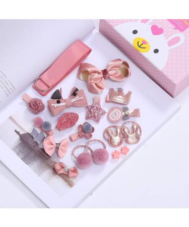 Enkarl 18-Piece Cute Hair Clips Set for Babies & Girls - Pink Elastic Hair Loops & Accessories Gift Package - Buy Online on GoSupps.com