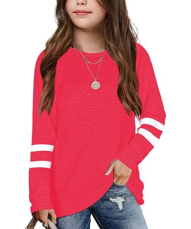 Girls' Red Tunic Sweatshirt | Long Sleeve Crewneck Pullover | Casual Loose Fit Blouse for 4-5T Kids - Buy Online on GoSupps.com