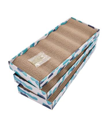 PEEKAB Cat Scratcher Cardboard Reversible Cat Scratching Pad Kitty Corrugated Scratching Bed Catnip Included 3 Pack - Buy Online on GoSupps.com
