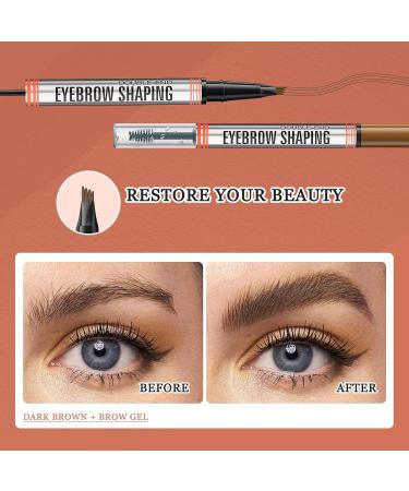  Netinpeater Microblading Waterproof Eyebrow Pencil 24 Hour Eyebrow Pen Brow Gel Included Hair Effect Eyebrow Pen Dark Brown - Buy Online on GoSupps.com