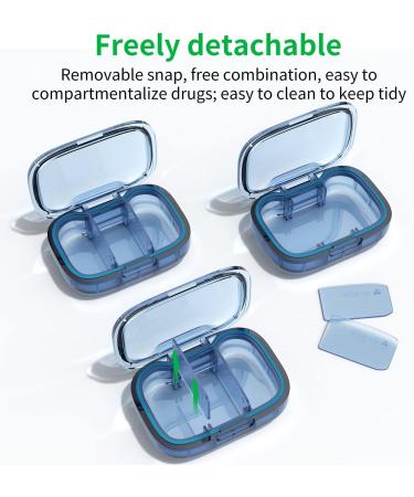 2 Pack Small Pill Box - Moisture Proof 3 Compartment Travel Organizer for Vitamins & Supplements | Portable Medicine Box in Green & Blue - Buy Online on GoSupps.com