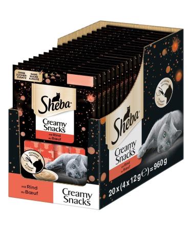 Sheba Creamy Snacks-creamy cat-clever with beef-Practical sticks to lick out of hand-80 x 12g of licking cattle 48 g (20 pack)