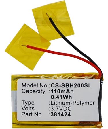 Buy 3.7V 110mAh 381424 AHB441623 Battery Replacement for SBH-20 | International Shipping Available - Buy Online on GoSupps.com