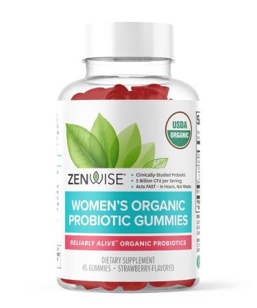 Zenwise Health Good Gut Gummies Organic Probiotics Strawberry 45 Gummies