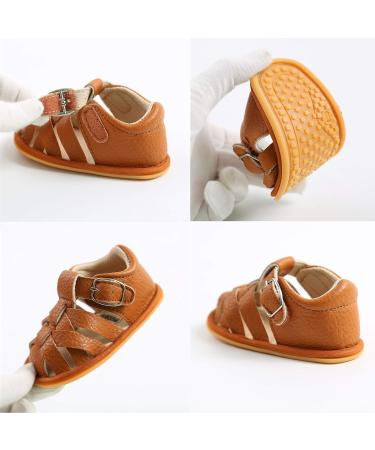 RVROVIC Baby Sandals | Soft Sole Summer Crib Shoes for Boys and Girls | Toddler Outdoor Walking Shoes 0-6 Months | Brown - Buy Online on GoSupps.com