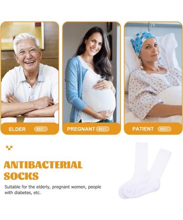 Healvian Long Diabetic Socks - 2 Pairs Anti-Odor Crew Sports Socks for Elderly Nursing - White for Women and Men - Buy Online on GoSupps.com