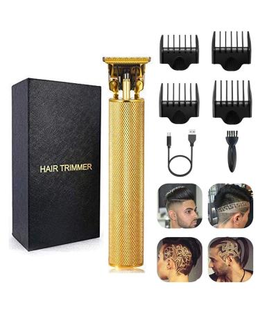 Professional Hair Clippers for Men Electric Haircut Kit Hair Trimmer Grooming Waterproof Rechargeable Close Cutting T Blade Trimmer USB Rechargeable Clippers for Hair Cutting with Guide Combs Gold