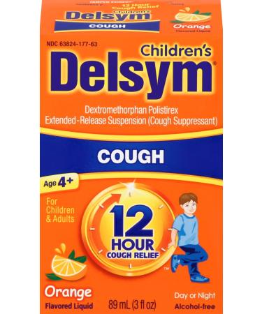 Delsym Children's Cough Suppressant Liquid Orange Flavor 3 Ounce