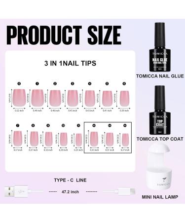 TOMICCA Soft Gel Nail Tips and Glue Kit - 3 in 1 Coffin Nail Tips, Gel Glue, Top Coat, and UV LED Lamp - DIY Nail Art Extension Kit - Buy Online on GoSupps.com