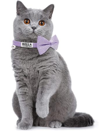 LaReine Plaid Print Breakaway Cat Collar with Bell & Bow Tie - Adjustable Safety Collar for Kittens - Purple Bling Option - Buy Online on GoSupps.com
