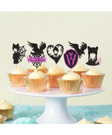 Keaziu 24 Pack Wednes-day Birthday Cupcake Toppers Fantasy Horror Thing Wednesday Cupcake Picks Bat Girl Home Cake Decorations Wednes-day Boys Girls Birthday Party Cake Supplies Black - Buy Online on GoSupps.com