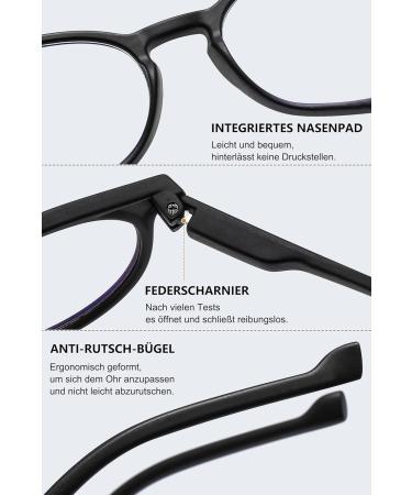 Lanomi Retro Reading Glasses with Blue Light Filter Spring Hinges Oval Design 2.5x Magnification for Men & Women - Perfect Visual Aid for Computer Use - Buy Online on GoSupps.com