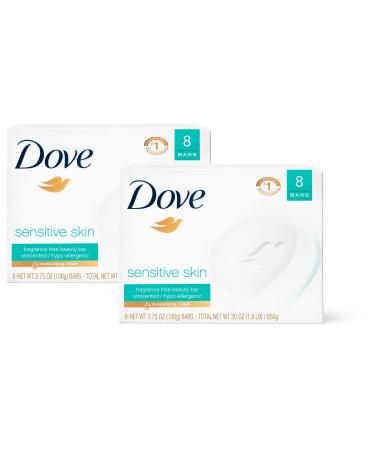 Dove Beauty Bar Gently Cleanses and Nourishes Sensitive Skin Effectively Washes Away Bacteria While Nourishing Your Skin 3.75 oz (Pack of 16)