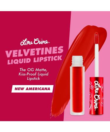 Lime Crime Velvetines Liquid Matte Lipstick in New Americana - Flame Red | Long-Lasting & Bold Lip Color | Talc-Free & Paraben-Free - Buy Online on GoSupps.com