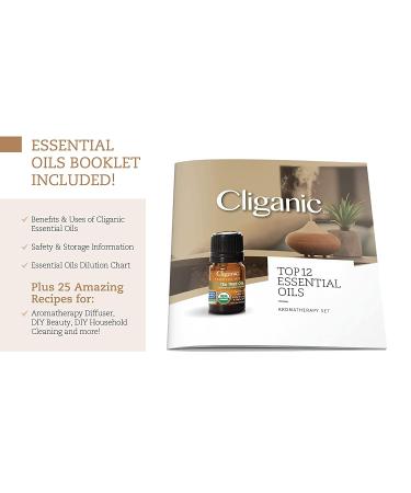 Cliganic USDA Organic Aromatherapy Top 12 Essential Oils Set - 100% Pure, Peppermint, Lavender, Eucalyptus, Tea Tree, Lemongrass, Rosemary, Frankincense, Orange, Lemon, Cassia, Cedarwood & Grapefruit - Buy Online on GoSupps.com