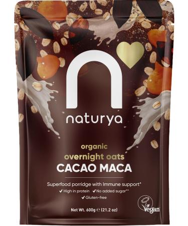 Naturya Organic Cacao Maca Overnight Oats - Gluten-Free with Hemp Protein Rich in Magnesium Vegan No Added Sugar - 600g