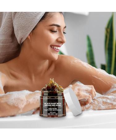 Olive Oil Black Soap 200g Natural Moroccan Soap Camping Cleansing Soap Hydrating Skin Soap Skin Brightening Soap Refreshing Black Soap for Women Men Travel Home Business Trips - Buy Online on GoSupps.com