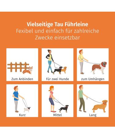 Floxic Premium Kleine Dog Leash | 3M Adjustable Touwline for Small & Medium Dogs | Stylish & Durable in Gray or Orange | 8mm - Buy Online on GoSupps.com