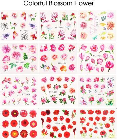 Retro Rose Nail Art Decals - 24 Sheets Floral Nail Stickers for Women | Water Transfer DIY Decoration & Manicure Tips - Buy Online on GoSupps.com