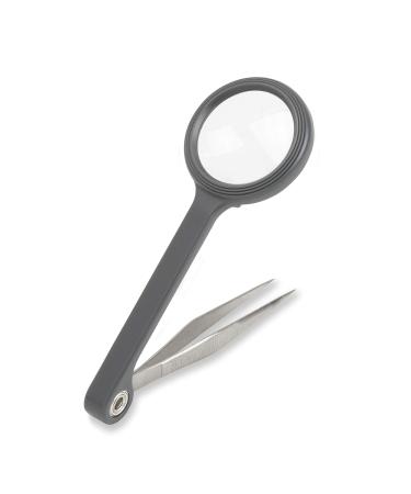 Carson MagniGrip 4.5x Magnifier with Attached Precision Tweezers (MG-55),Silver MagniGrip (MG-55)