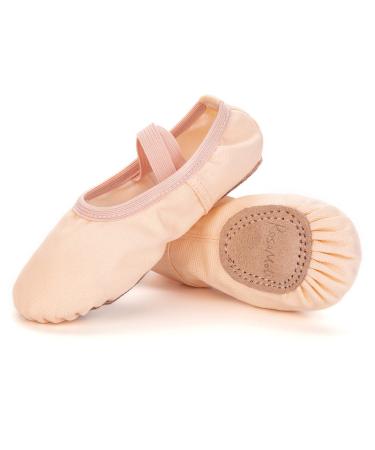 RoseMoli Canvas Ballet Slippers Flats for Girls/Toddlers/Kids/Women, Yoga Practice Shoes for Dancing 2 Little Kid Ballet Pink