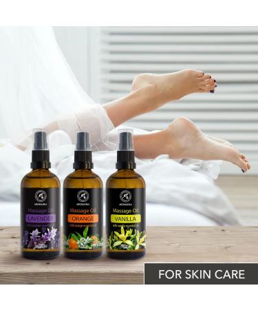 Relaxation Massage Oils Set - 3x100ml Vanilla Lavender & Orange - Nourishing Body Care with Almond Grape Seed & Peach Core Oils - Buy Online on GoSupps.com