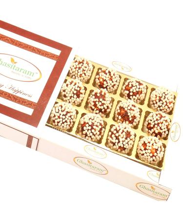 Ghasitaram Gifts Indian Sweets - Diwali Gifts Sweets - Rice Crispies Anjeer Laddoos in White Box