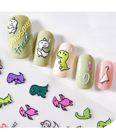 5D Dinosaur Nail Stickers - Cute Self-Adhesive Nail Art Decals for Women | Cartoon Dinosaur Accessories for DIY Manicure - Buy Online on GoSupps.com
