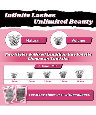 DIY Lash Extension Kit with 208 Pcs Lash Clusters | Easy-to-Use Beginner Lashes Kit with Bond Remover & Applicator | Volume+Natural Look - Buy Online on GoSupps.com
