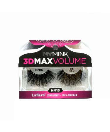 Laflare 3D NY MAX VOLUME EyeLashes  20-25mm Long Dramatic Styles  100% Real Mink Hair Lashes  Luxury Makeup  Natural  Light  Trendy  Variety  Reusable  Multi Layered Unharmfully Sourced Lashes (NM15)