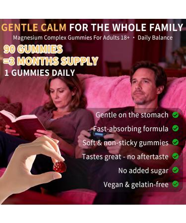 15-in-1 Magnesium Complex Gummies 350 mg/Serv with Ashwagandha Root Vitamin D3 L-Theanine Zinc Gluconate CoQ10 Stress Relief Glycinate Gummy Sugar Free Chews Supplement for Adults Sleep (Raspberry) - Buy Online on GoSupps.com