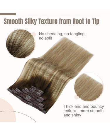 Buy FSHINE Clip-in Hair Extensions 40cm Balayage Dark Brown to Light Brown - 120g Soft & Thick Real Hair - 7pcs #3/8/22 - Perfect for International Shipping - Buy Online on GoSupps.com