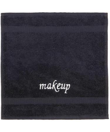 LA HAMMAM 4 Pack 13 13 Super Soft Turkish Cotton Make Up Removal Towels & Washcloths | Highly Absorbent Towel | Luxury Makeup Remover Reusable Face Cloths | Facial & Skin Care Wash Cloth - Black Makeup Washcloths - 4...