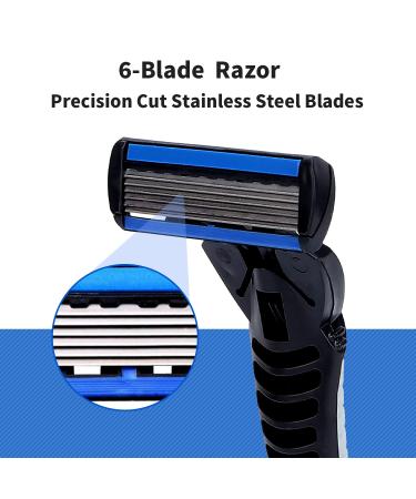6-Blade Razor - Plastic Anti-Slip Manual Refill Cartridges for Men & Women | Reusable Face Cleansing Tool | International Shipping Available - Buy Online on GoSupps.com