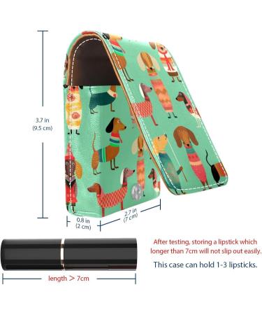 Stylish Leather Lipstick Case with Mirror - Mini Lip Gloss Organizer & Colorful Animal Dog Design - Buy Online on GoSupps.com