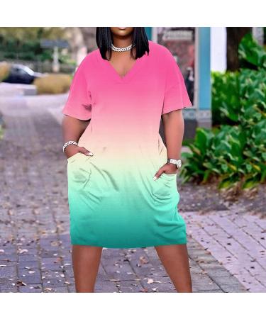 Iuhan Women's Casual Gradient Midi Dress - Pink Summer Sundress - XX-Large - Buy Online on GoSupps.com
