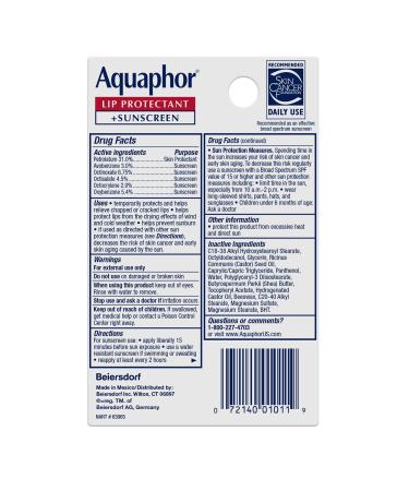 Aquaphor Lip Protectant + Sunscreen SPF 30 - Moisturizing Lip Care (0.35 oz) - Buy Online on GoSupps.com