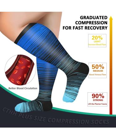 Diu Life 3 Pairs Plus Size Compression Socks - Wide Calf Knee High Stockings for Women & Men - 4XL, 3er-multi5 - Buy Online on GoSupps.com
