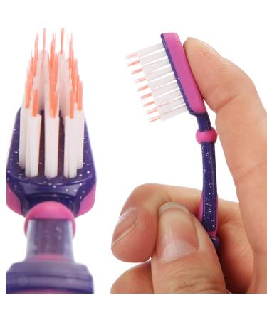 Com-Four 4-Part Set Kids Toothbrushes with Etui | Soft Bristles Ball Joint & Suspension | Purple-Pink/White-Pink - International Shipping Available - Buy Online on GoSupps.com