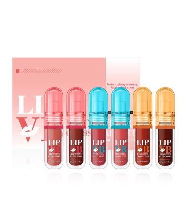SONGVISON Moisturising Lip Gloss Set of 6 - Moisturising and Nourishing Lip Gloss and Tint Long Lasting Non-Sticky Jelly Finish Plumping Oil for Soft and Irresistible Lips