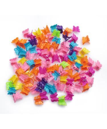 Ruwado 100 Pcs Butterflies Hair Clips Mini Cute Colorful Grip French Style Hair Accessories Claws for Women Girls Kids Toddlers Children Hair Styling Casual Non Slip Parties Birthday (Butterflies)