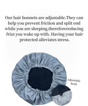 2 Pack Oversized Reversible Silk Hair Bonnet for Sleeping - Black and Grey - Buy Online on GoSupps.com