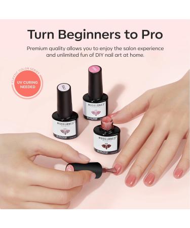 Modelones Jelly Gel Nail Polish 15ML Sheer Light Pink Translucent Sheer Nude Colors Neutral Skin Tone Gel Polish Soak off U V LED Cured at Home Salon DIY French Manicure Nails Art Jelly Nude Pink - Buy Online on GoSupps.com