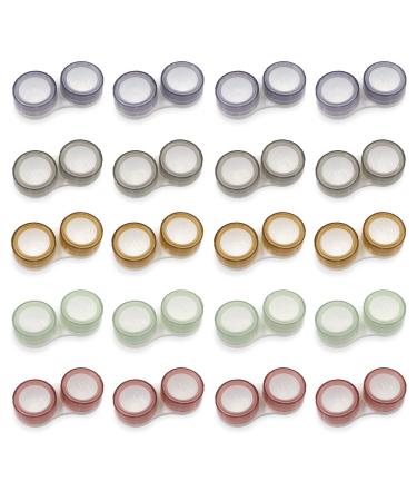 Modixun 20 pieces of contact lens container transparent leak -proof contact lenses container contact lenses container with l/r marks for contact lenses storage style A