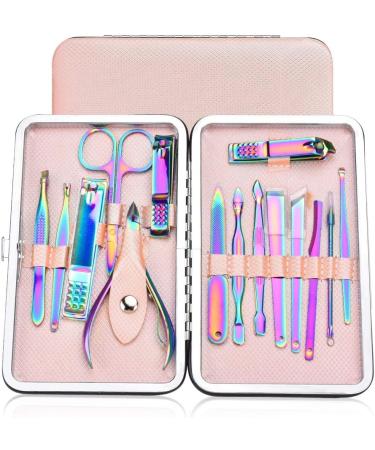 PSGS 1 Set Manicure Nail Kits Stainless Steel Clippers Cutter Pliers Sanding File Acne Needle Toenail Grooming Sets (Color : 15pcs Pink) - Buy Online on GoSupps.com