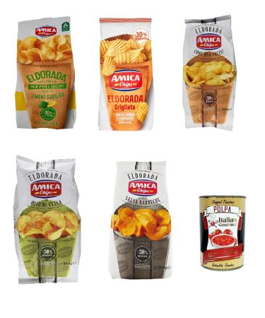 Italian Gourmet E.R. Amica Chips Eldorada Gluten Free Crunchy Potato Chips with Wavy Cut 5 x 130g
