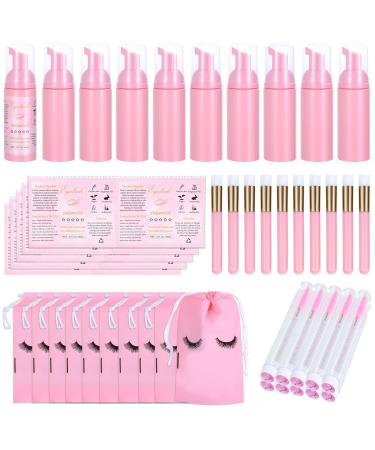 50 Pcs Lash Shampoo Bottle Brushes Set  10 Pcs Empty Lash Shampoo Bottles  10 Pcs Lash Shampoo Label Stickers  10 Pcs Mascara Wands and Tubes Eyelash Brush Spoolies  10 Pcs Lash Cleansing Brushes  10 Pcs Bag for Lash Ext...